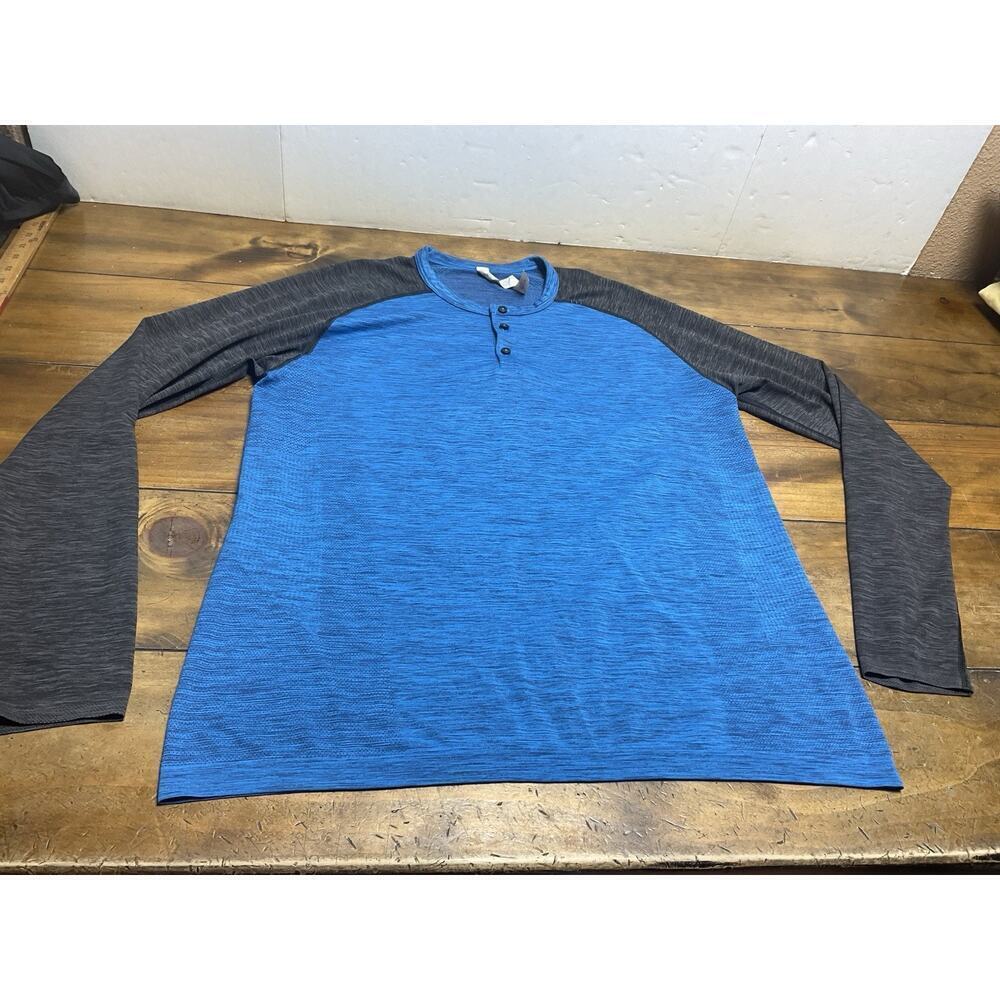Lululemon Athletica Metal Vent Tech Henley Blue Gray Long Sleeve Shirt XL
